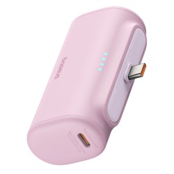 Baseus - Power Bank (P10068306413-00) - Type-C, Compact Design, 20W, 5000mAh, with Cable Type-C - Baby Pink