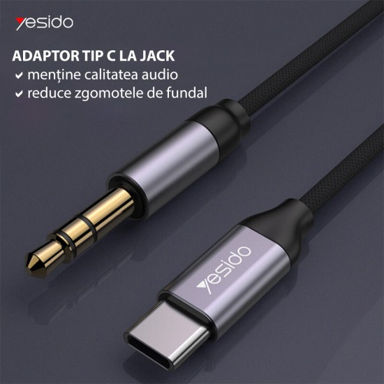 Yesido - Audio Cable Adapter (YAU20) - Type-C to Jack 3.5mm - Black