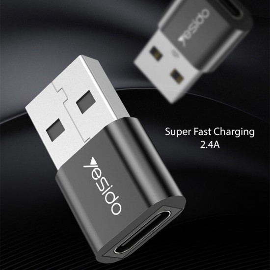 Yesido - OTG Adapter (GS09) - USB to Type-C, Plug & Play, 5Gbps - Black