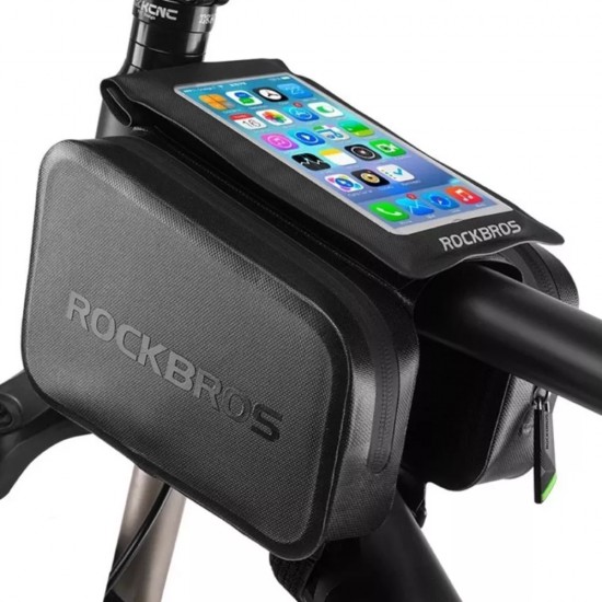 RockBros - Bike Storage Bag (AS-006BK) - for Top Front Frame, with Rain Protection, Phone Holder Module, max 6
