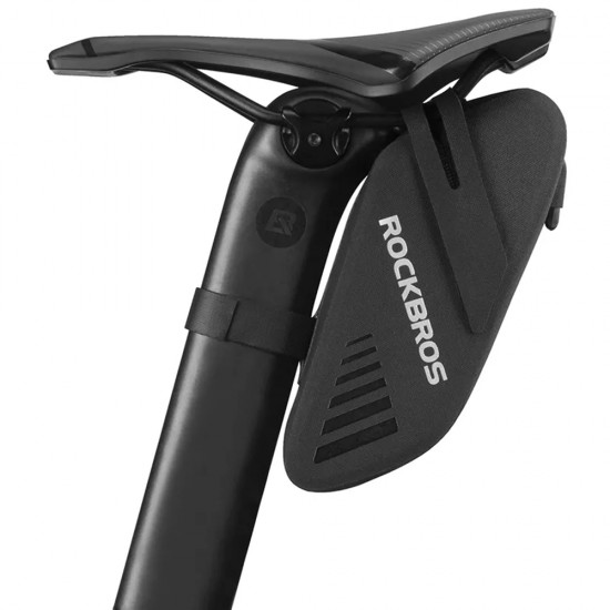 RockBros - Bike Storage Bag (30130078002) - for Saddle, with Quick Mount System, Waterproof Protection, 0.6l - Black
