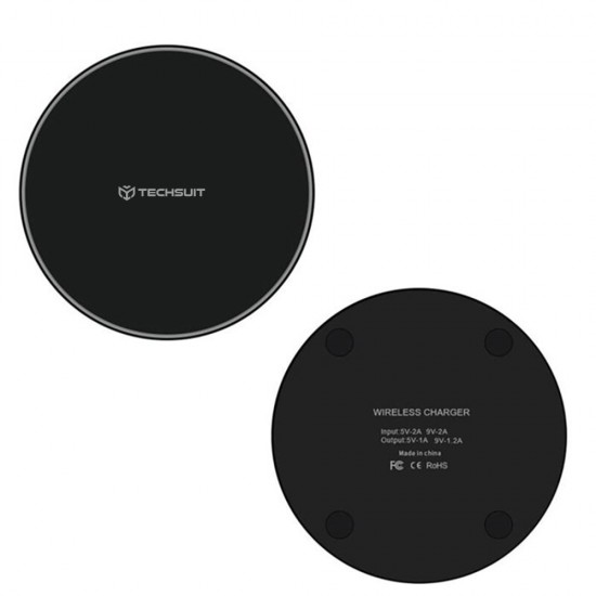 Techsuit - Wireless Charger Premium (CHWR002) - RGB Colors, 10W - Black