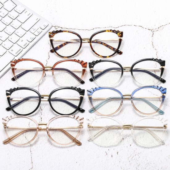 Techsuit - Anti-Blue Light Glasses Reflex Metal (F5020-BRW) - Cat Eye - Brown Clear