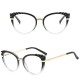 Techsuit - Anti-Blue Light Glasses Reflex Metal (F5020-LRW) - Cat Eye - Leopard Brown