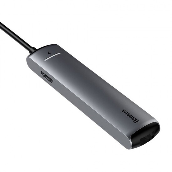 Baseus - Connection Hub (CAHUB-J0G) - USB-C to HDMI, Type-C, 3x USB, RJ45 - Grey