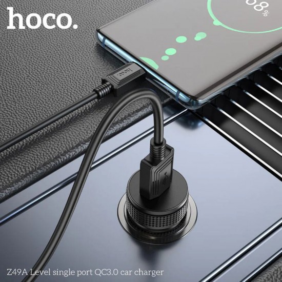 Hoco - Car Charger (Z49A) - USB 3.0, Fast Charging, Universal Compatibility, 18W - Metal Gray