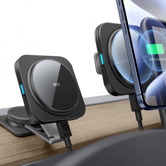 ESR - Premium Car Holder with Wireless Charging HaloLock (2B514) - Magnetic MagSafe for Tesla Models 3/Y/X/S Screen - Black