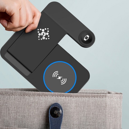 Techsuit - Wireless Charging Station 3in1 (B-18) - for Universal Phones / Apple Watch / Airpods, Folding Design - Black