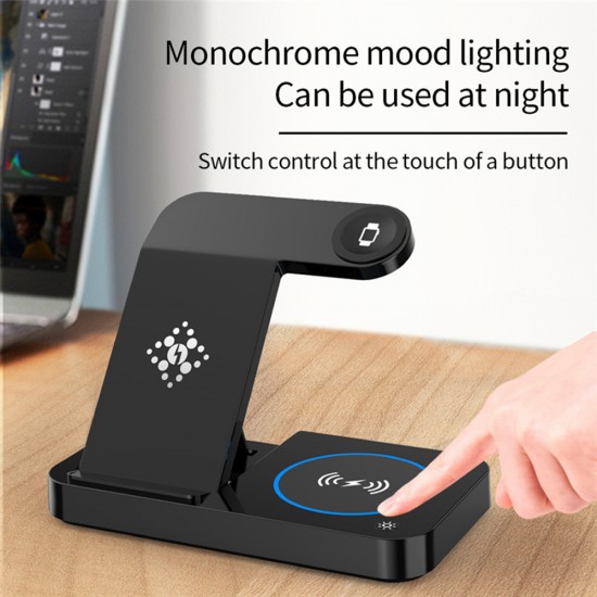 Techsuit - Wireless Charging Station 3in1 (B-18) - for Universal Phones / Apple Watch / Airpods, Folding Design - Black