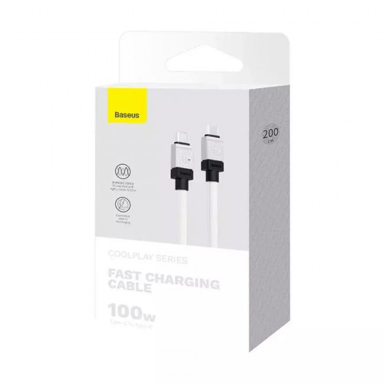 Baseus - Data Cable CoolPlay Series (CAKW000302) - Type-C to Type-C Super Fast Charging PD100W, 2m - White