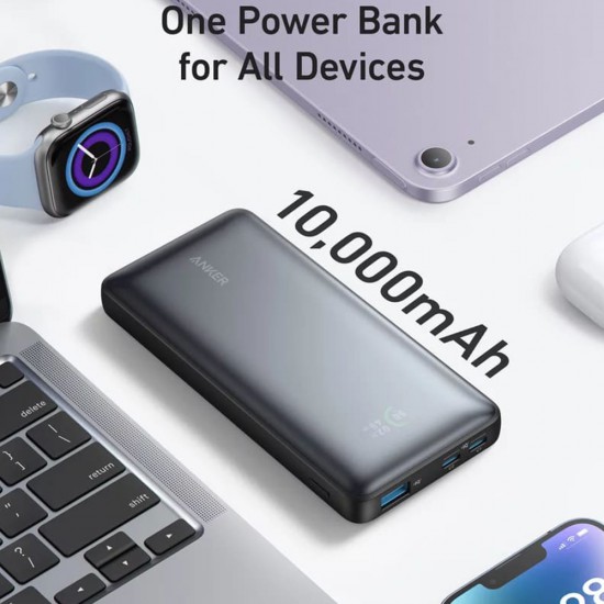 Anker - Power Bank PowerCore 533 (A1249G11) - 2x USB-C, USB, Digital Display, 10000mAh, 25W - Black