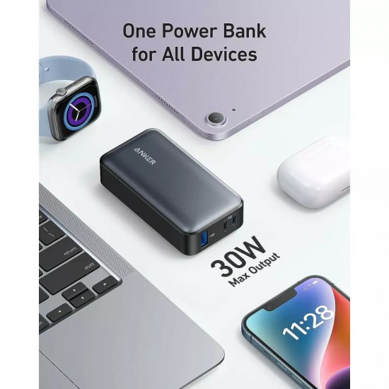 Anker - Power Bank PowerCore 533 (A1256G11) - 2x Type-C, USB, 30W, Digital Display, 10000mAh - Black