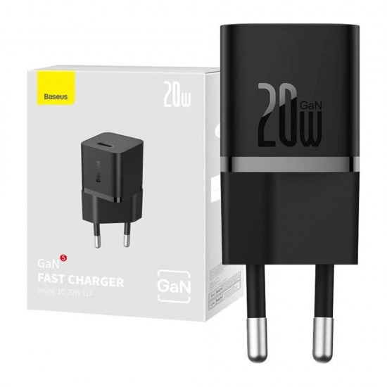 Baseus - Wall Charger (CCGN050101) - GaN, Type-C, Fast Charging, 20W - Black