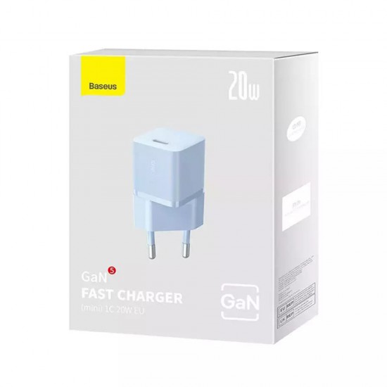 Baseus - Wall Charger (CCGN050103) - GaN, Type-C, Fast Charging, 20W - Blue