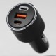 Ringke - Car Charger - USB, 2x Type-C, PD30W, QC3.0, with Ambiental Light - Black