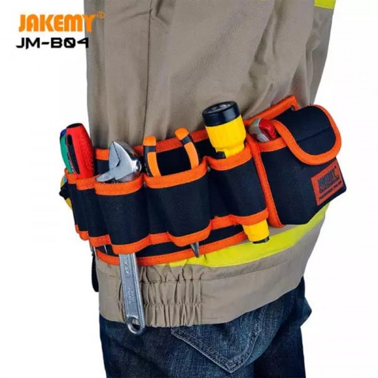 Jakemy - Professional Tool Waist Bag Belt (JM-B04) - Adjustable, Waterproof, for Storage - Black