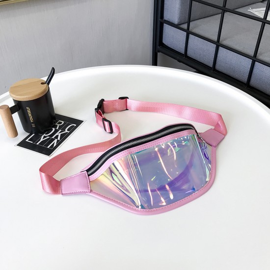 Techsuit - Casual Waist Bag (CWB2) - Transparent, with Belt for Recreational Activity, Fitness - Pink