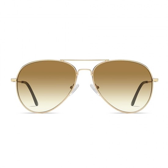 Techsuit - Sunglasses (3025) - for Women and Men, with UV Protection and Metal Frame - Gold / Brown