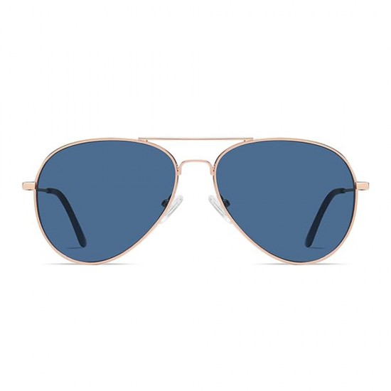 Techsuit - Sunglasses (3025) - for Women and Men, with UV Protection and Metal Frame - Rose Gold / Harbor Blue