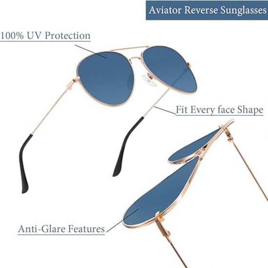 Techsuit - Sunglasses (3025) - for Women and Men, with UV Protection and Metal Frame - Rose Gold / Harbor Blue