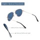 Techsuit - Sunglasses (3025) - for Women and Men, with UV Protection and Metal Frame - Rose Gold / Harbor Blue