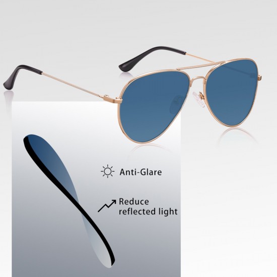 Techsuit - Sunglasses (3025) - for Women and Men, with UV Protection and Metal Frame - Silver / Ice Blue