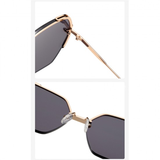 Techsuit - Sunglasses (8561) - for Women with Metal Frame and Nylon Lens, Hexagonal - Rose Gold / Purple / Red