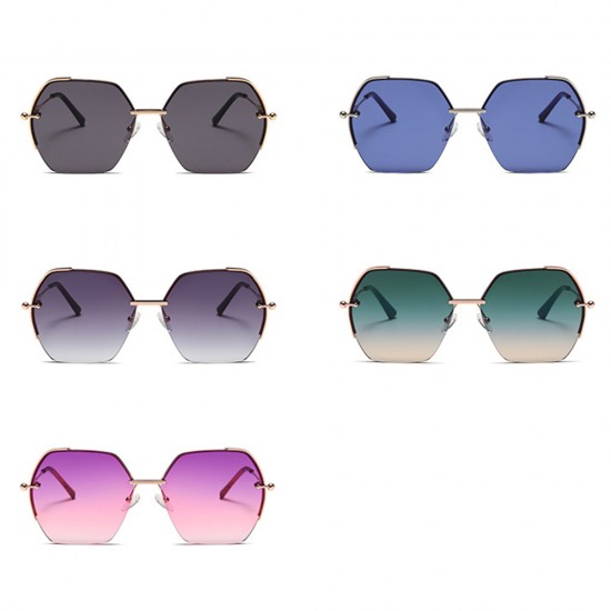 Techsuit - Sunglasses (8561) - for Women with Metal Frame and Nylon Lens, Hexagonal - Rose Gold / Purple / Red