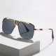 Techsuit - Sunglasses (2576) - for Men with Aluminum Frame, Oversized - Gold / Black Gray