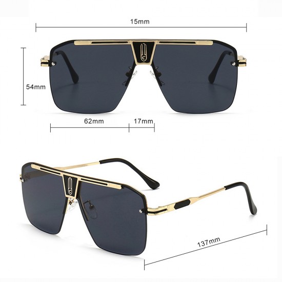 Techsuit - Sunglasses (2576) - for Men with Aluminum Frame, Oversized - Gold / Black Gray