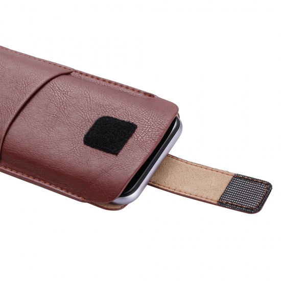 Techsuit - Belt Phone Case (BPC1) - from Premium Eco Leather, with Belt Holder, for Aprox. 6.1 inch, Size S - Brown