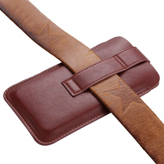 Techsuit - Belt Phone Case (BPC1) - from Premium Eco Leather, with Belt Holder, for Aprox. 6.7 inch, Size L - Brown