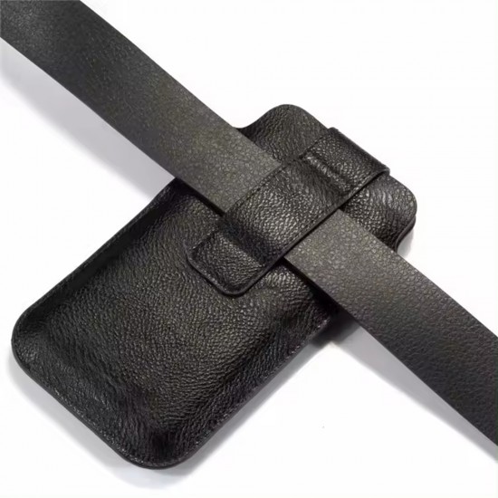 Techsuit - Belt Phone Case (BPC1) - from Premium Eco Leather, with Belt Holder, for Aprox. 6.5 inch, Size M - Black