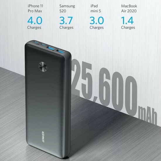 Anker - Power Bank PowerCore III Elite (A1291H11) - 2x Type-C, 2x USB, 25600mAh, 87W - Black