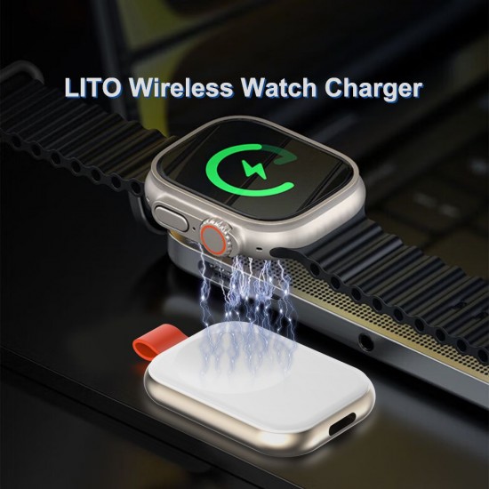 Lito - Magnetic Wireless Charger (LC03) - for Apple Watch, with Keyring, Charge On the Go, 3.5W, 1A - Black