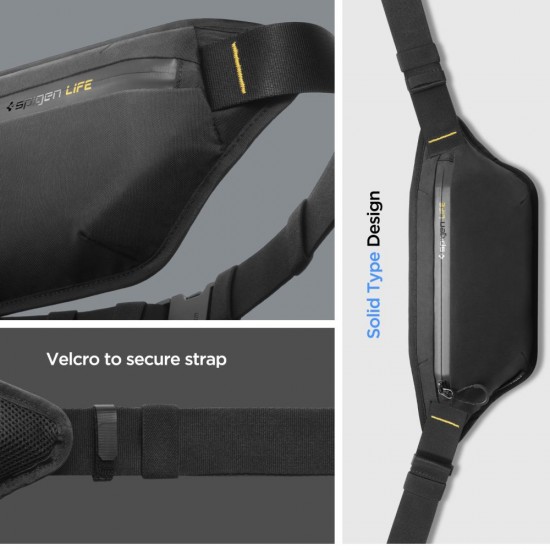 Spigen - Waist Bag Klasden (KD411) - with Adjustable Belt, Water Resistant, Lightweight, RFID-blocking - Black