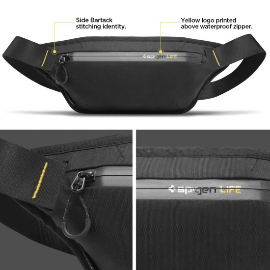 Spigen - Waist Bag Klasden (KD411) - with Adjustable Belt, Water Resistant, Lightweight, RFID-blocking - Black