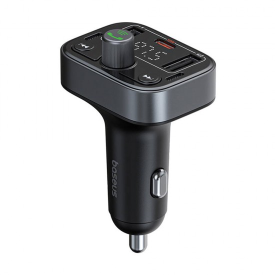 Baseus - FM Modulator and Car Charger S-09 Pro (C10762200113-00) - 2x USB, Type-C, Bluetooth 5.3, Digital Display - Black