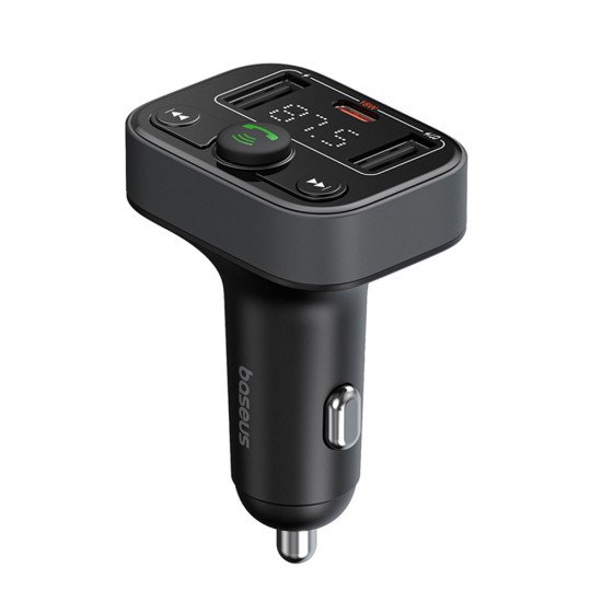 Baseus - FM Modulator and Car Charger S-09 Lite (C10762300113-00) - Bluetooth 5.0, USB, USB-C, Display, PD18W - Cluster Black