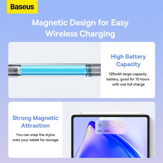 Baseus - Stylus Pen Smooth Writing 2 Series (SXBC080004) - Active, Capacitive, with Palm Rejection - Sakura Pink