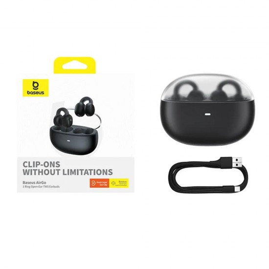 Baseus - Wireless Earbuds AirGo 1 Ring (A00069201223-00) - Bluetooth 5.3, TWS, Open-Ear Clip Design - Stellar White