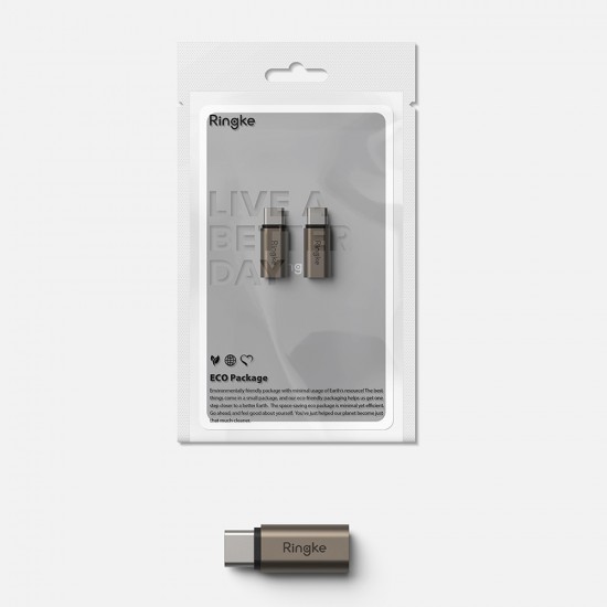 Ringke - OTG Adapter (2 pack) - Lightning to Type-C, Aluminium Alloy, 480Mbps, 27W - Gunmetal