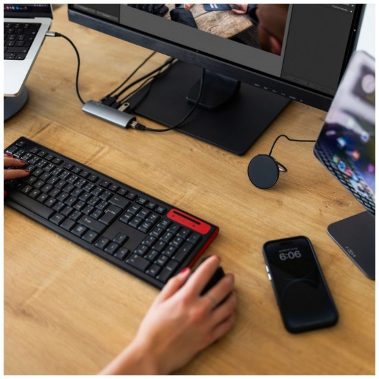 Fixed - Magnetic Wireless Charger (FIXMPAD2-BK) - with Ring Holder, Universal, MagSafe, 15W, USB-C Cable, 1.2m - Black