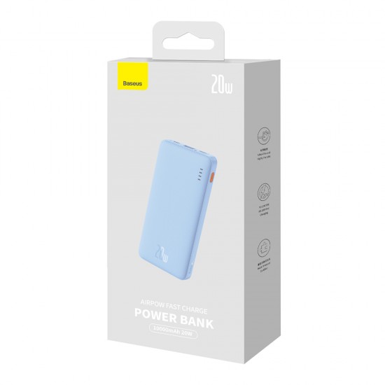 Baseus - Power Bank Airpow (P10022801313-00) - USB, Type-C, Micro-USB, 20W, 10000mAh, with Cable Type-C - Galaxy Blue