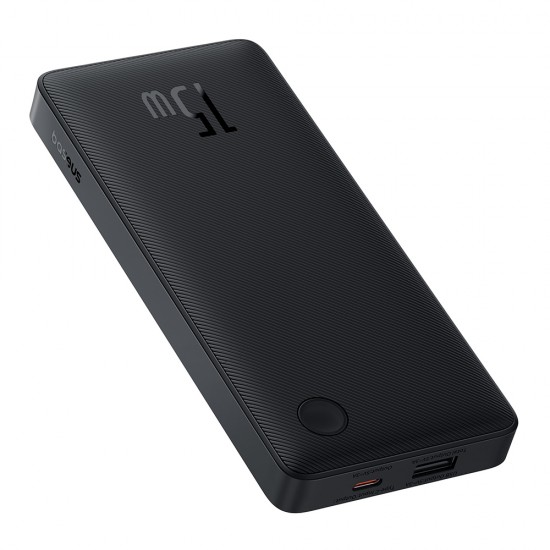 Baseus - Power Bank Airpow Lite (P10067500123-00) - USB, Type-C, 15W, 10000mAh, with Cable Type-C, 30cm - Cosmic Black