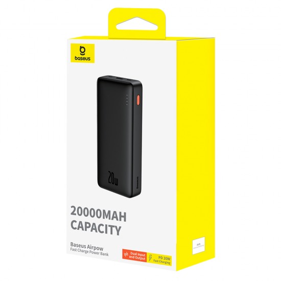 Baseus - Power Bank Airpow (P10022804113-00) - USB, Type-C, Micro-USB, 20W, 20000mAh - Black