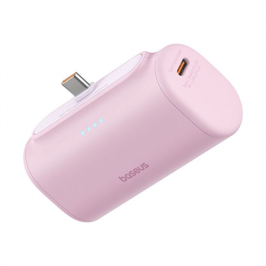 Baseus - Power Bank (P10068306413-00) - Type-C, Compact Design, 20W, 5000mAh, with Cable Type-C - Baby Pink