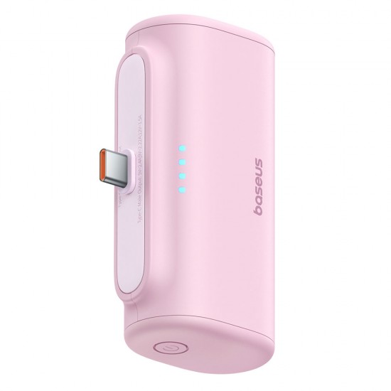 Baseus - Power Bank (P10068306413-00) - Type-C, Compact Design, 20W, 5000mAh, with Cable Type-C - Baby Pink