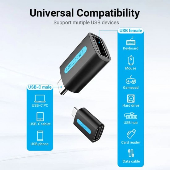 Vention - OTG Adapter (CDTB0) - Type-C to USB 2.0, 480Mbps, Fast Data Transmission, Universal Compatibility - Black