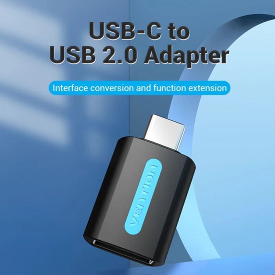 Vention - OTG Adapter (CDTB0) - Type-C to USB 2.0, 480Mbps, Fast Data Transmission, Universal Compatibility - Black